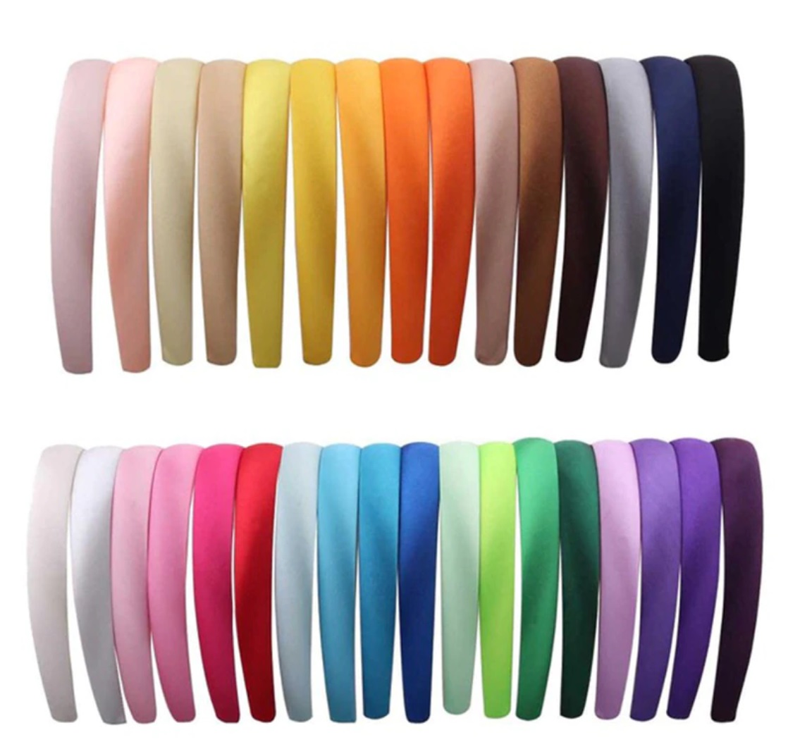 Satin hårbøjler i mange størrelser/farver
